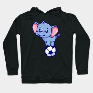 Cute Elephant Standing On Soccer Ball Cartoon Hoodie